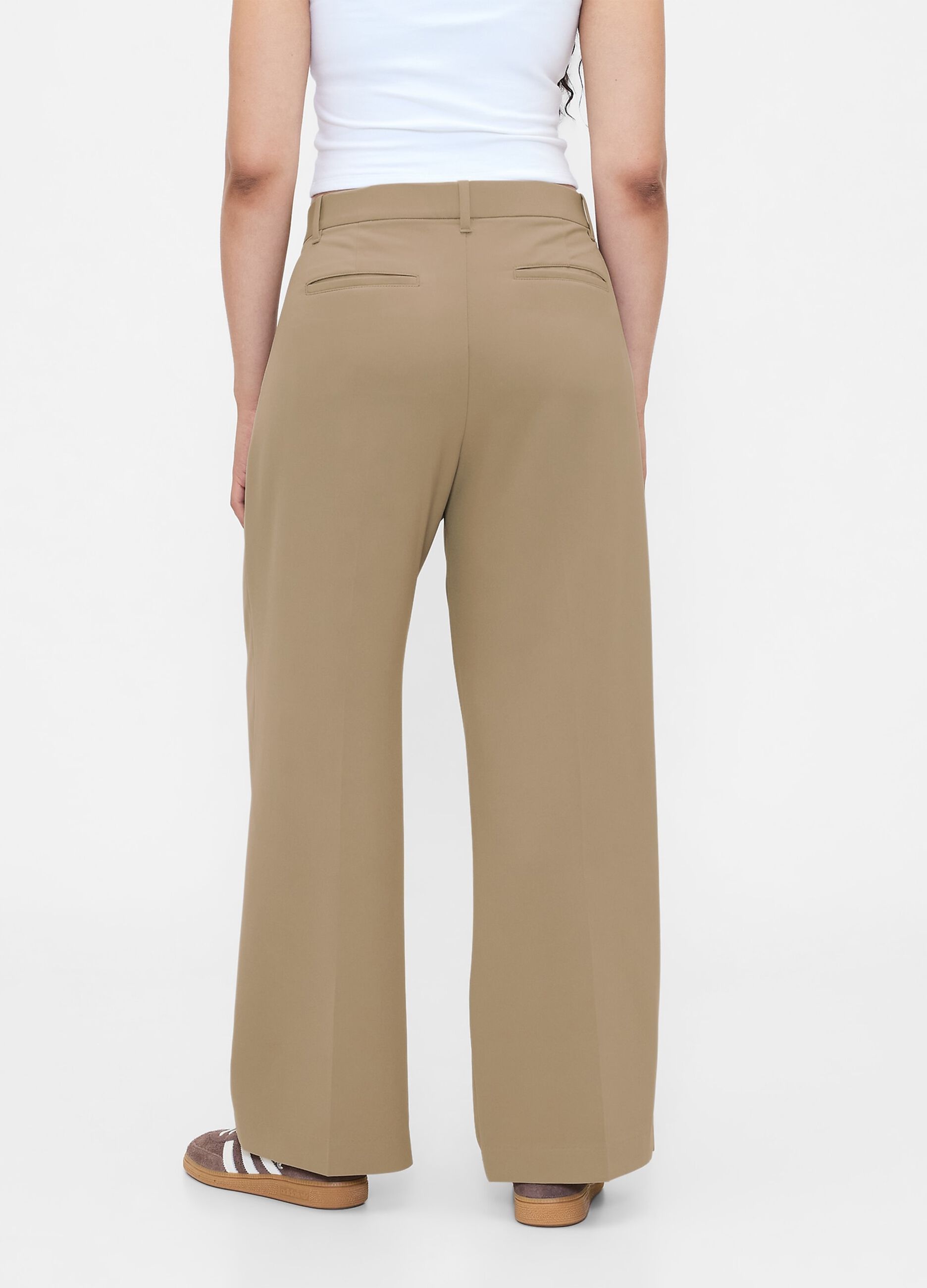 Beige Stretch Fabric Trousers
