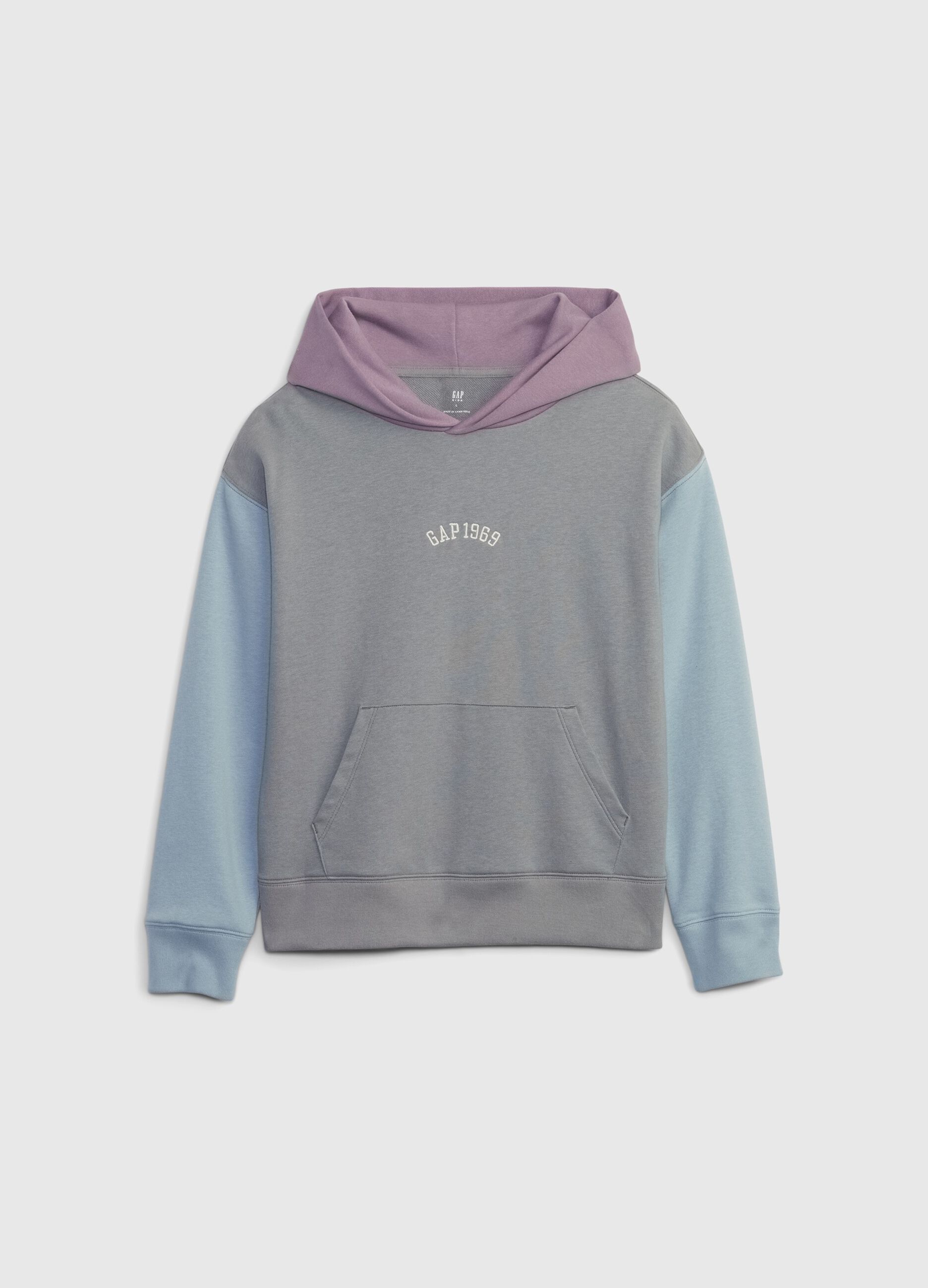 Colour block hoodie with embroidered logo