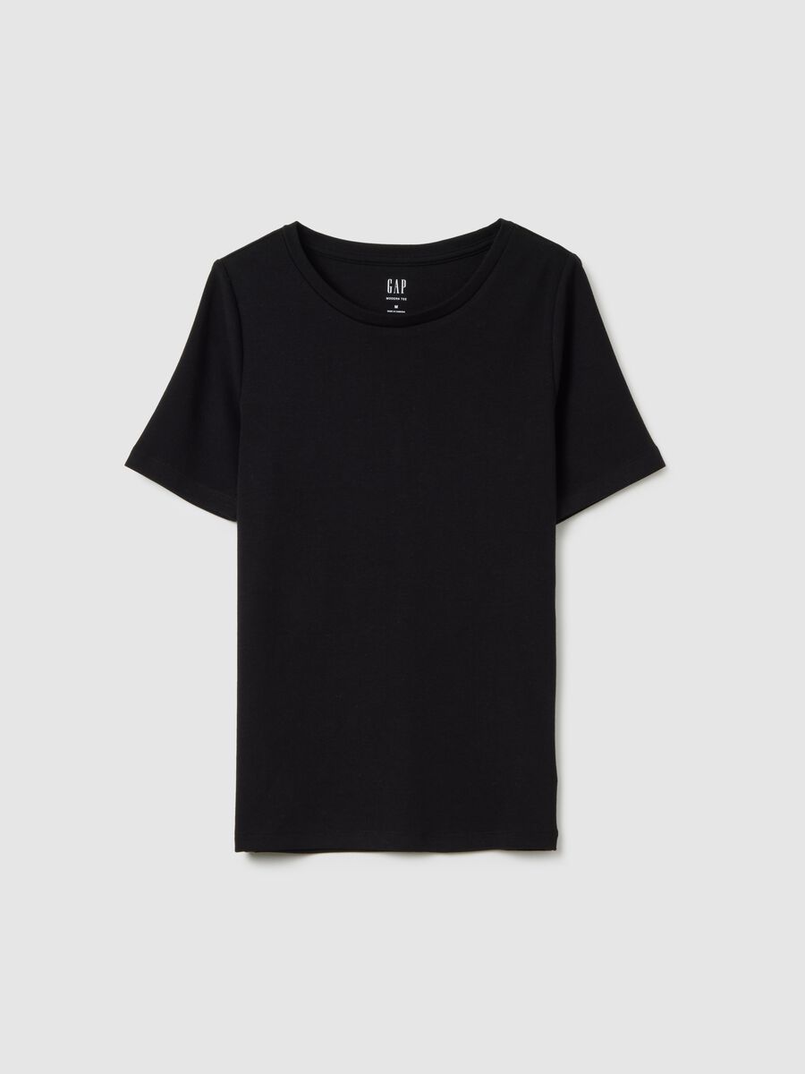 T-shirt girocollo in cotone e viscosa stretch Donna_2