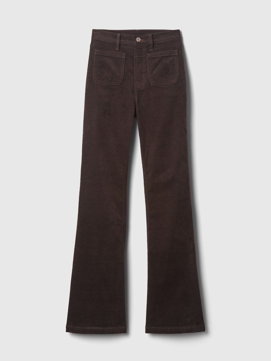 Pantalone flare fit a vita alta in corduroy Donna_7