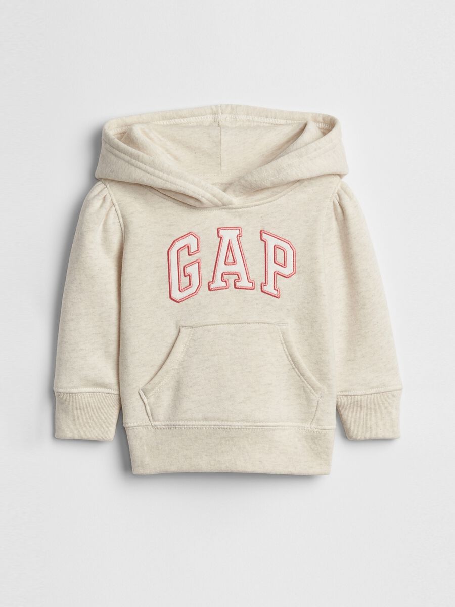 Sweatshirt with hood and logo patch Baby Girl_0