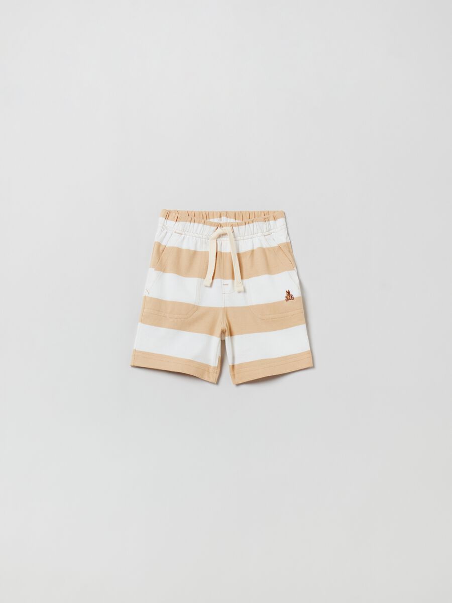 Striped cotton shorts with drawstring Newborn_0