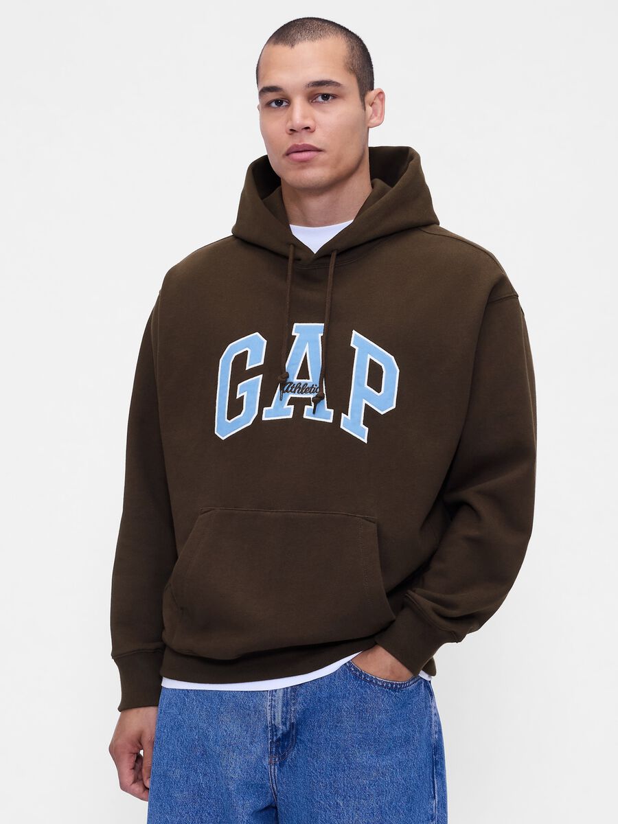 Brown Hooded Sweatshirt Man_0