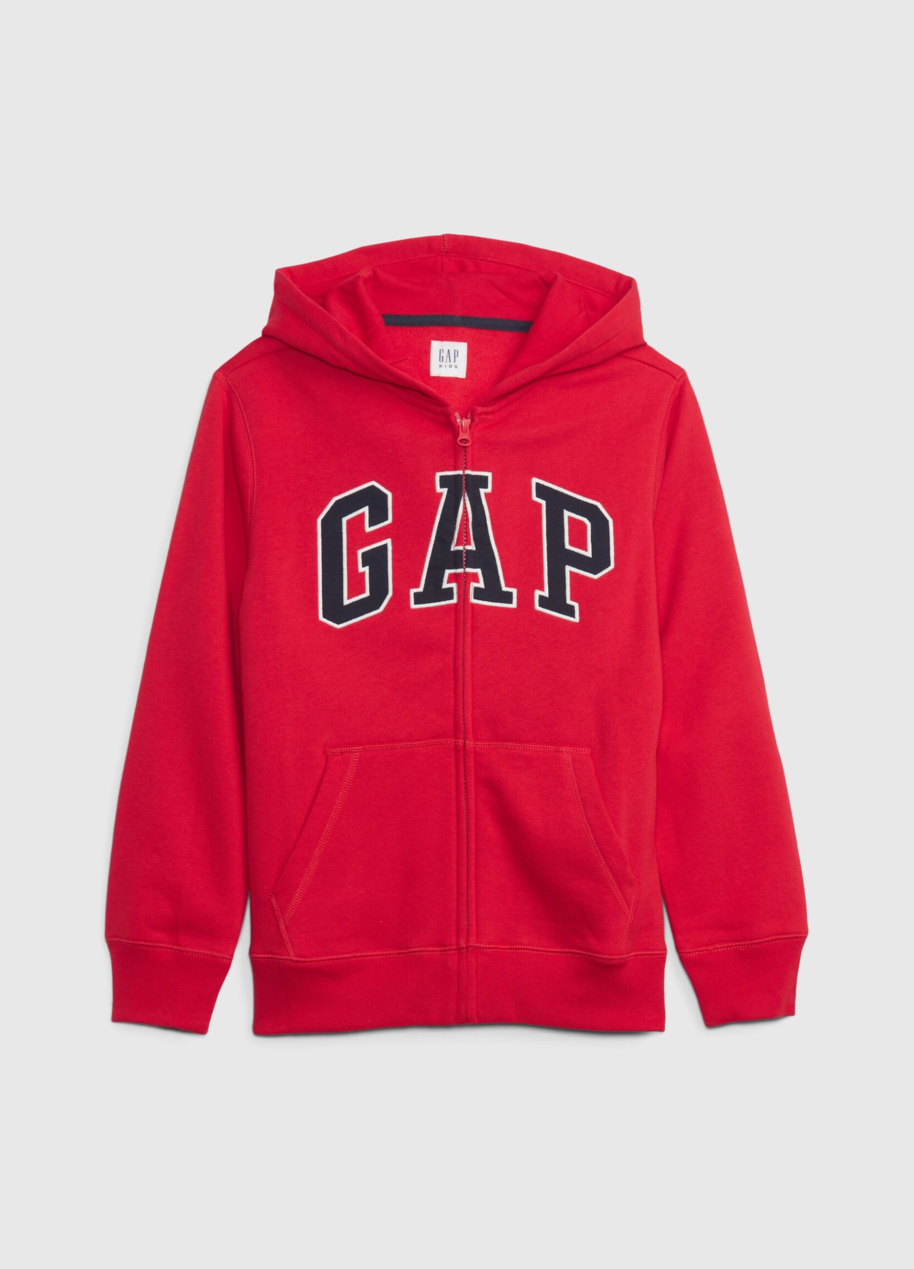 Full-zip in felpa con ricamo logo