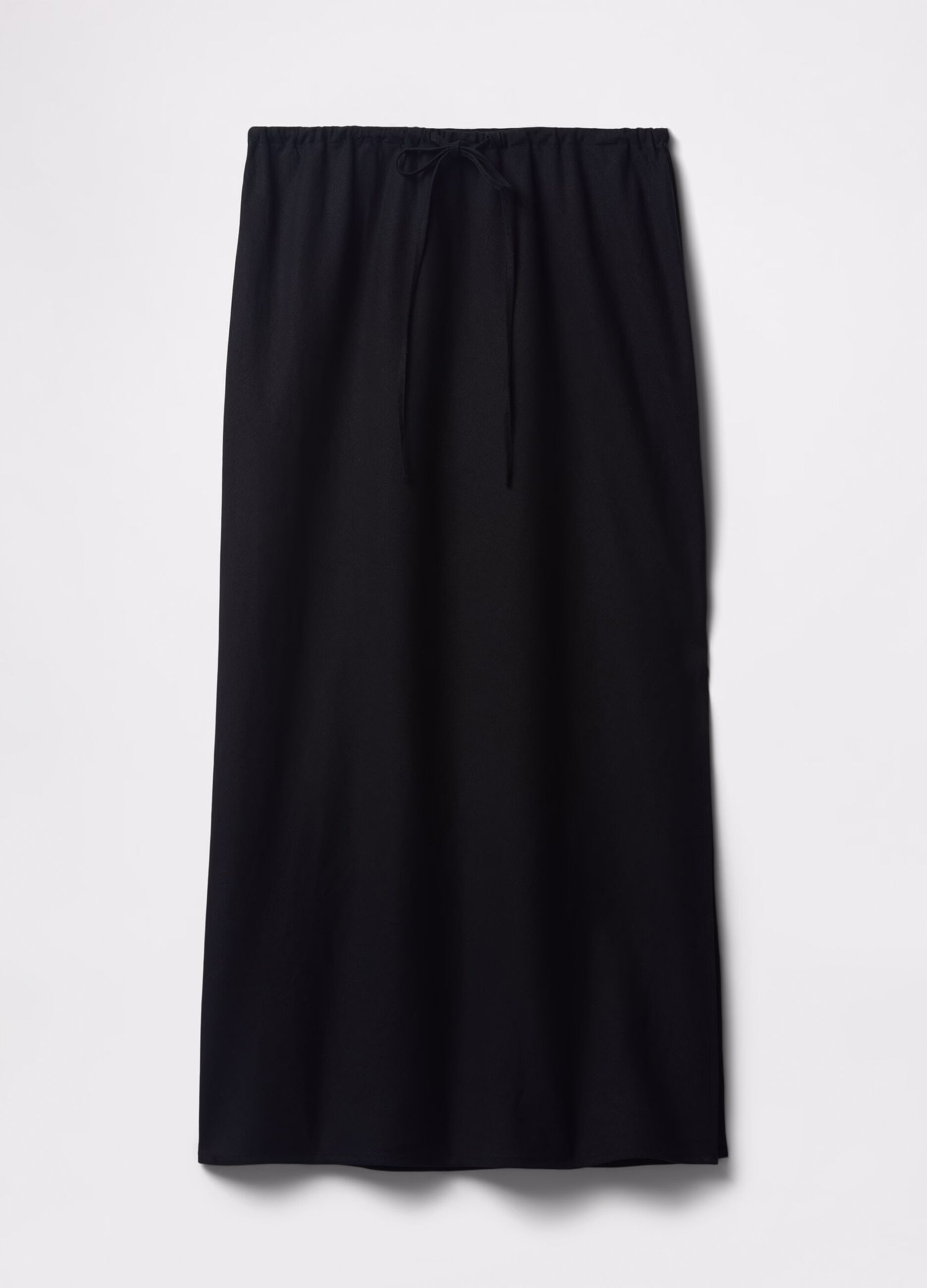 Long black skirt in linen and viscose_4