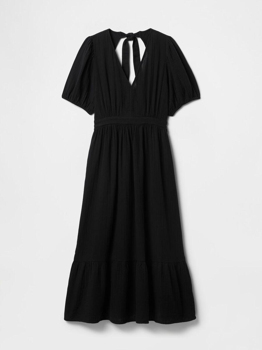 Abito lungo nero con scollo a V e schiena aperta Donna_6
