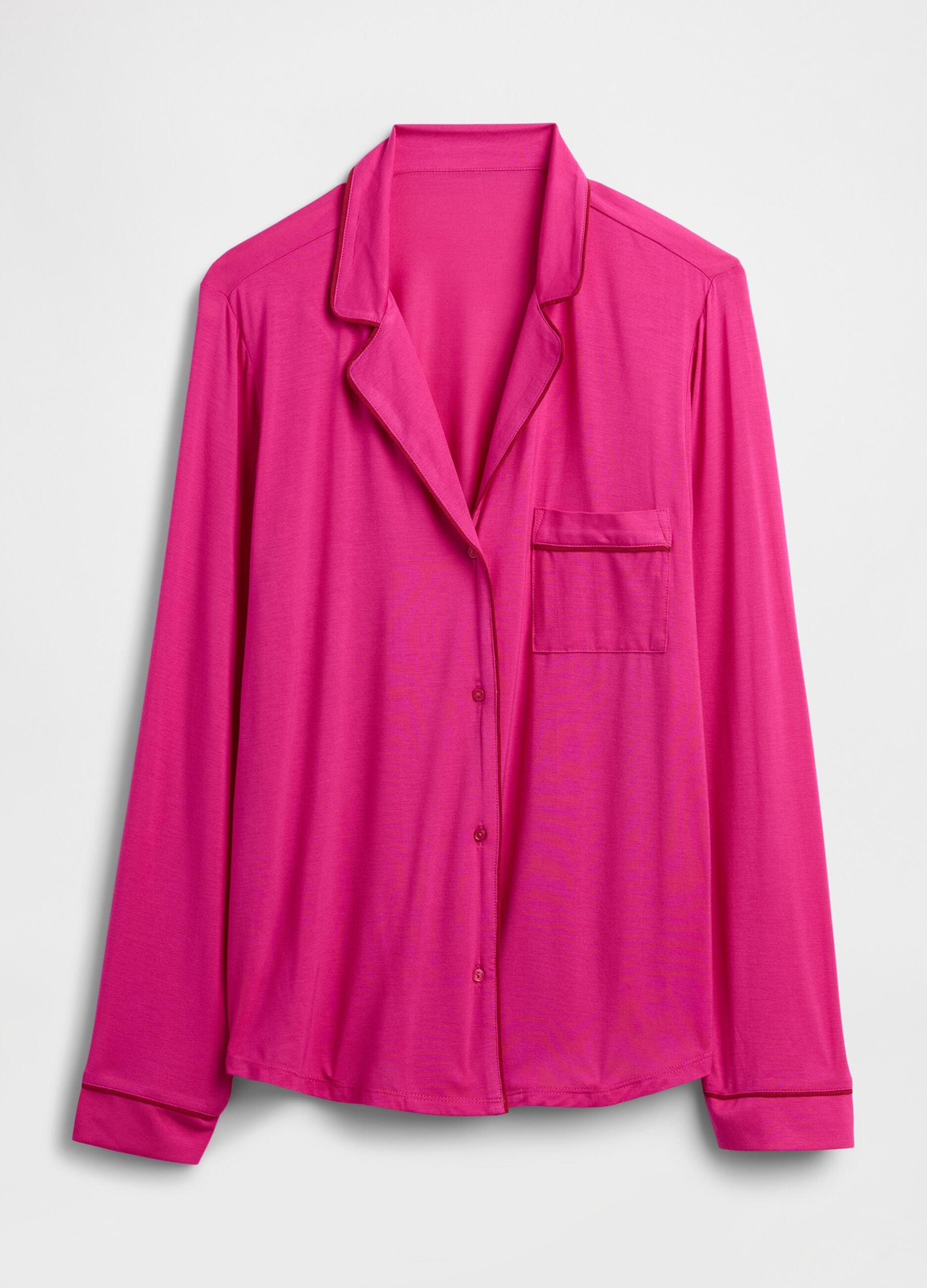 Top pigiama a manica lunga con piping a contrasto