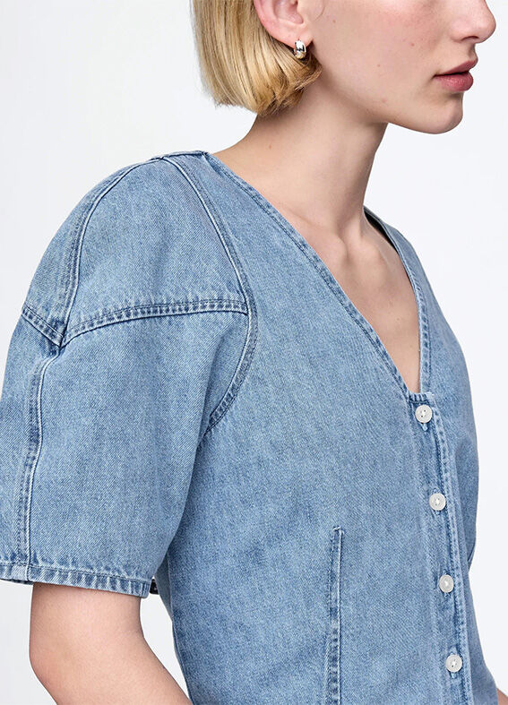 Blusa denim in puro cotone _3