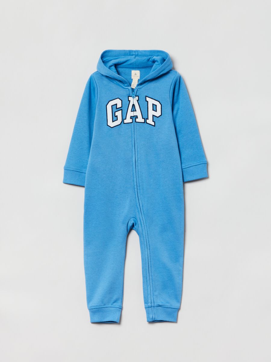 Onesie with hood and logo embroidery Newborn Boy_0