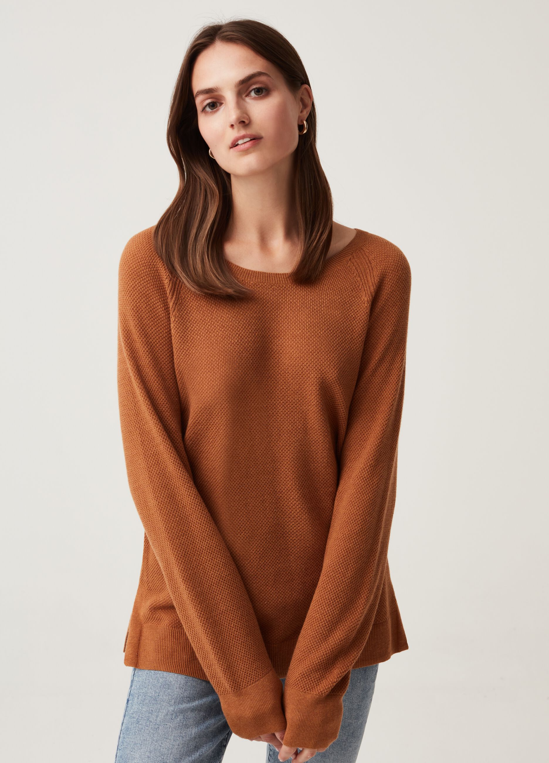 Pullover lungo con maniche raglan