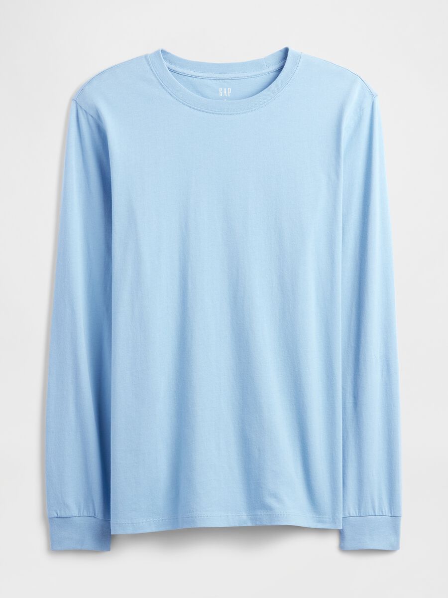 Maglia azzurra a maniche lunghe in cotone Uomo_3