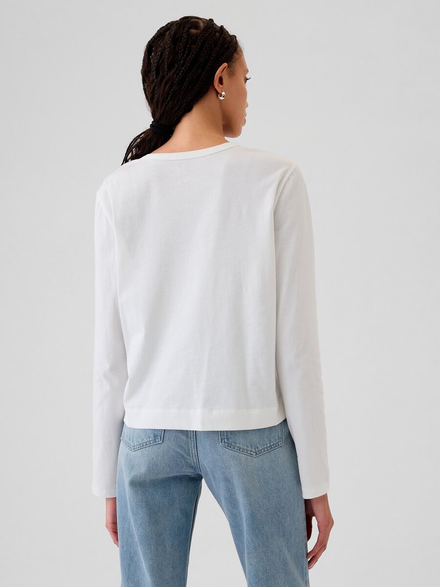 T-shirt a maniche lunghe in cotone Donna_2