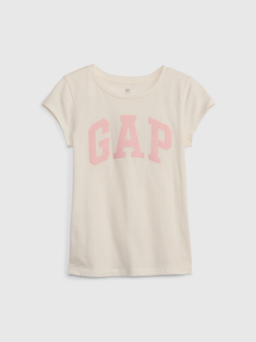 Two-pack T-shirts in cotton with glitter logo Girl_1