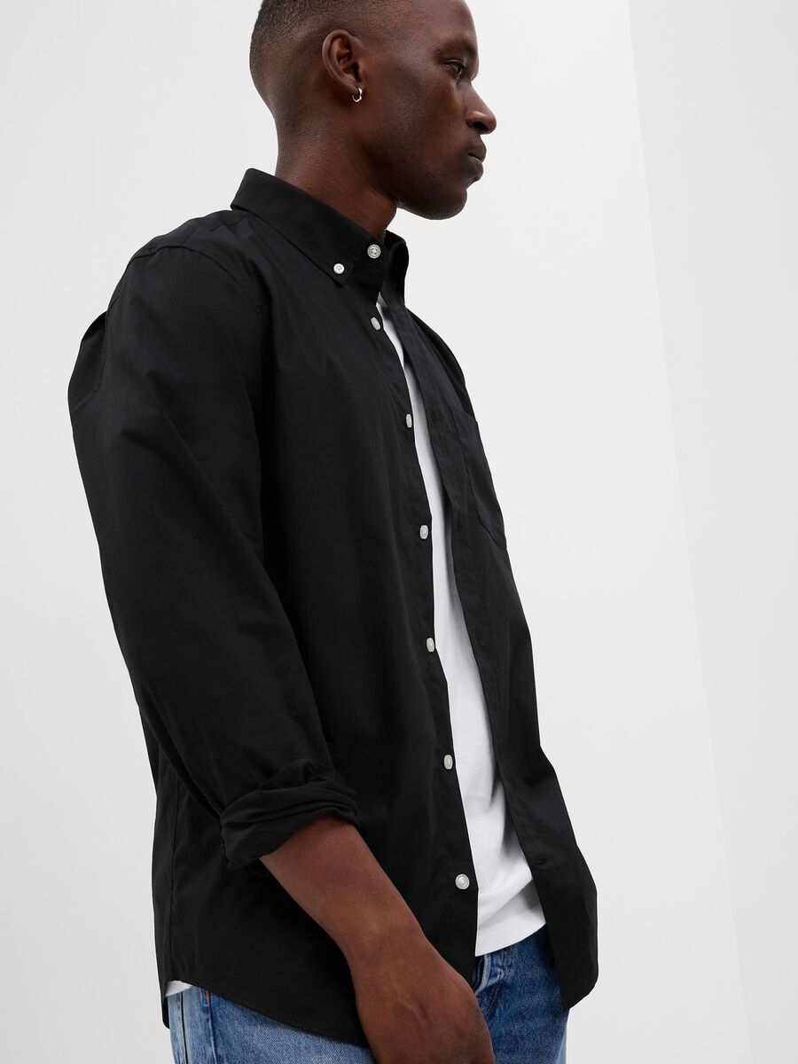 Camicia regular fit in popeline con tasca Uomo_0