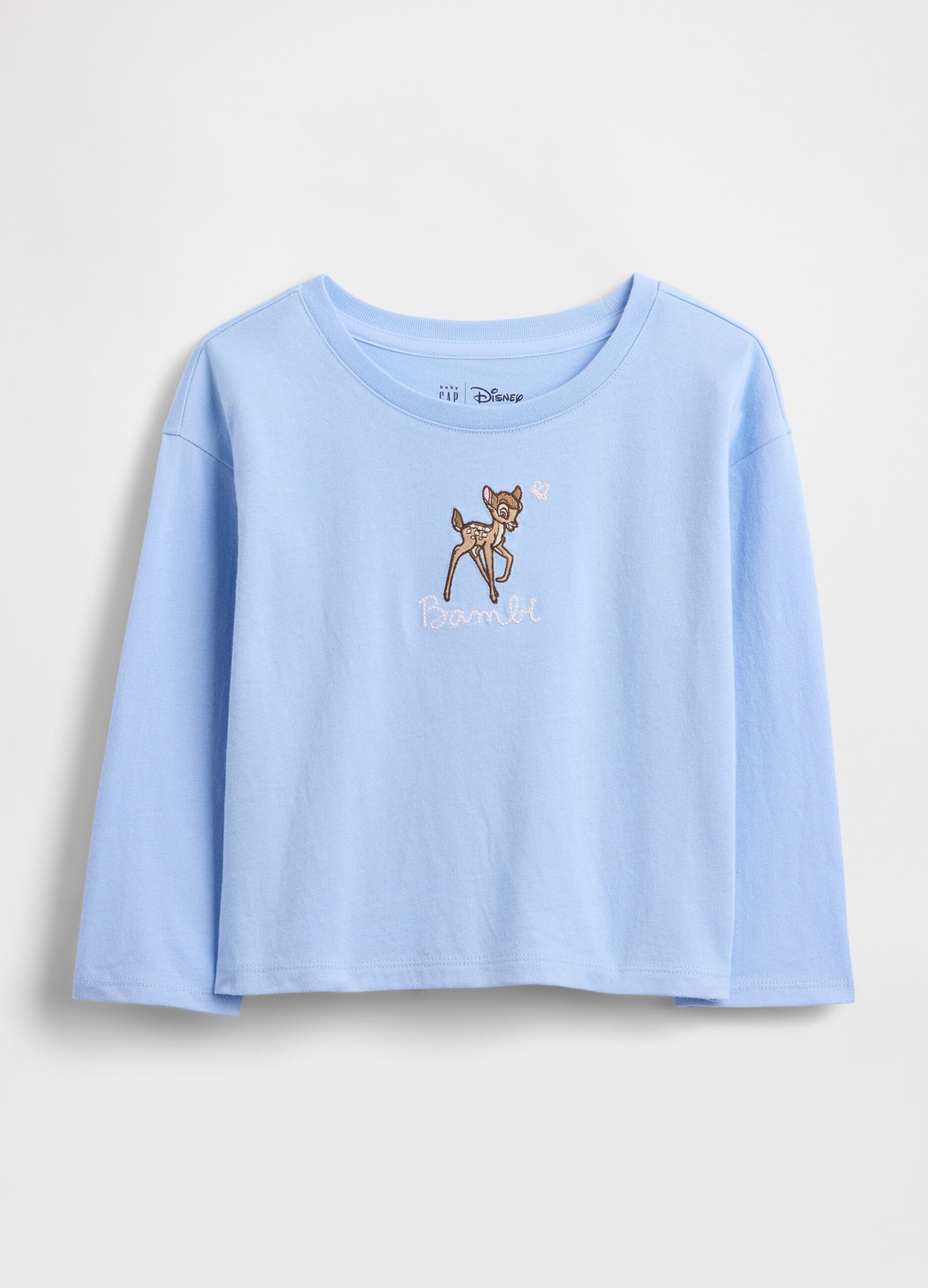 T-shirt azzurra a maniche lunghe in cotone