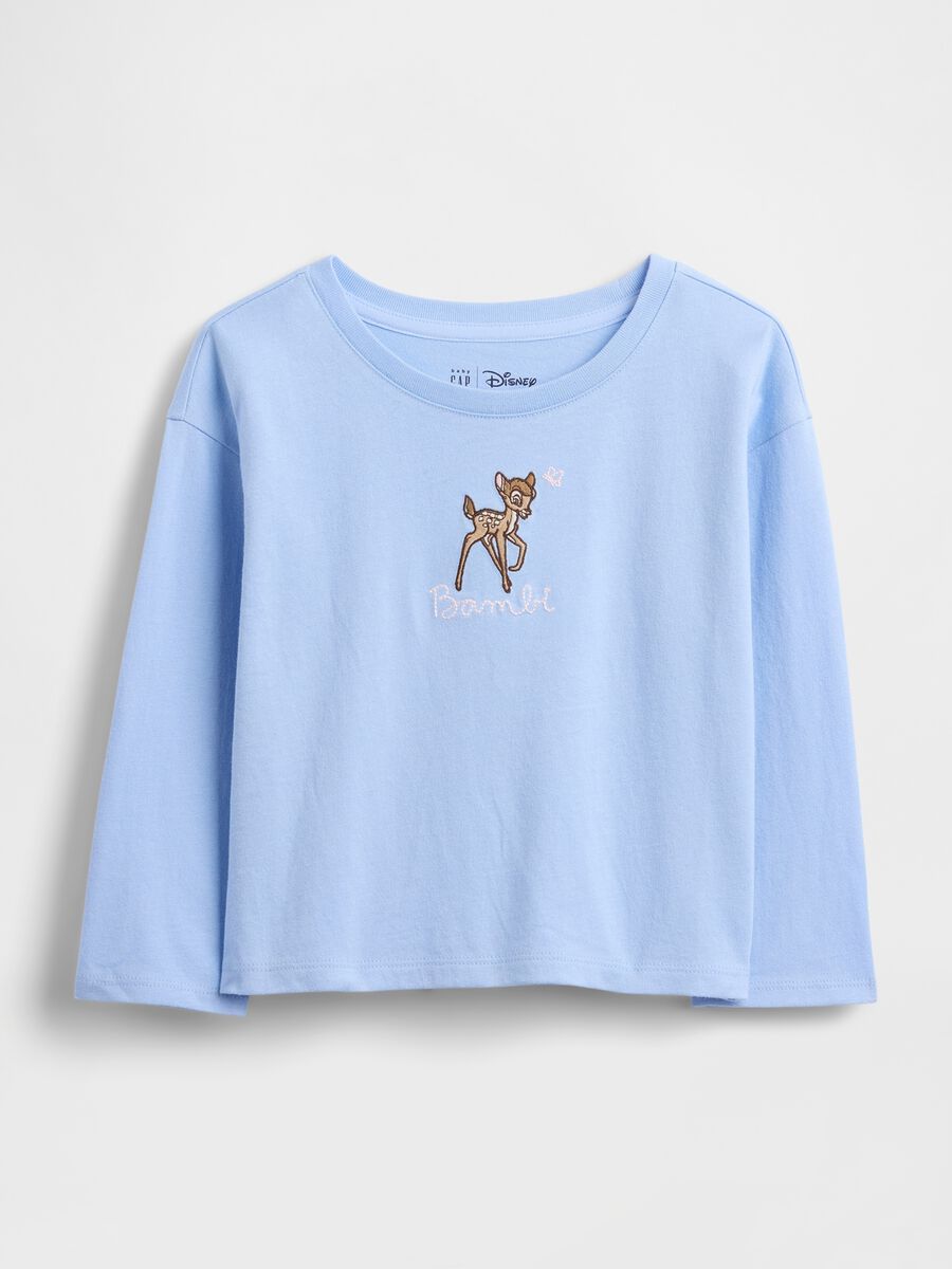 T-shirt azzurra a maniche lunghe in cotone Bimba_0