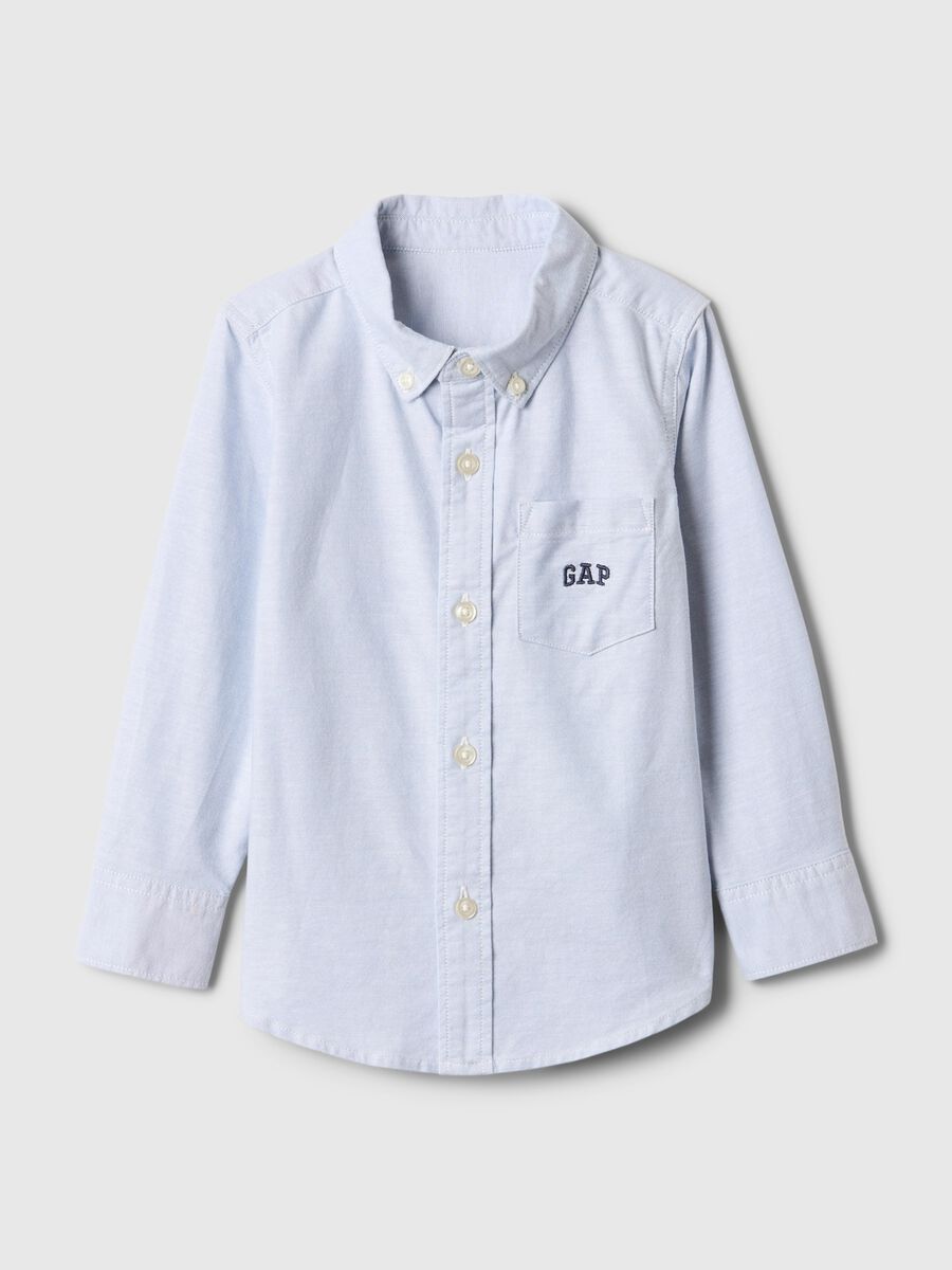 Camicia azzurra elasticizzata a maniche lunghe Baby Boy_0