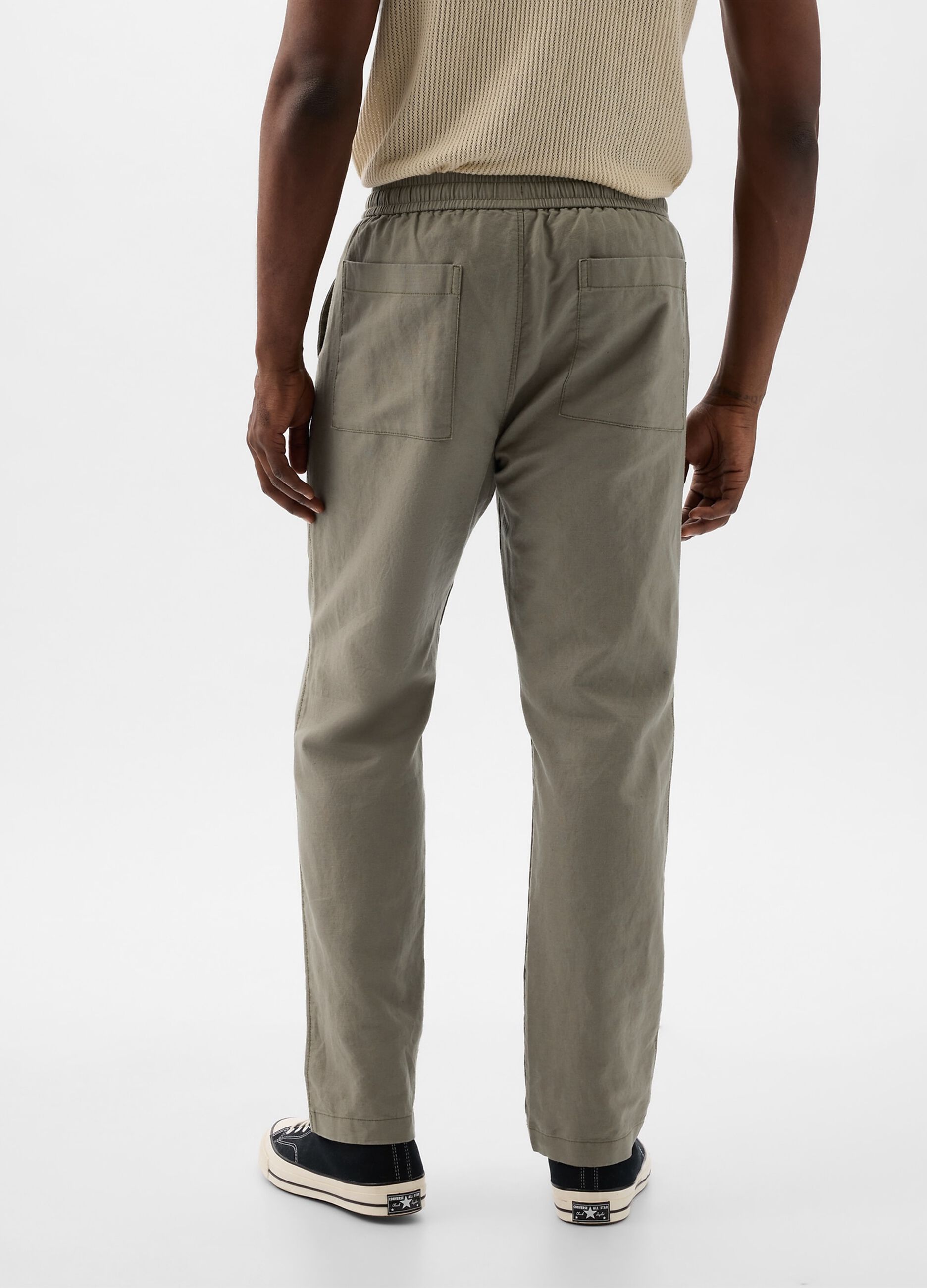 Pantalone pull-on in lino e cotone_2