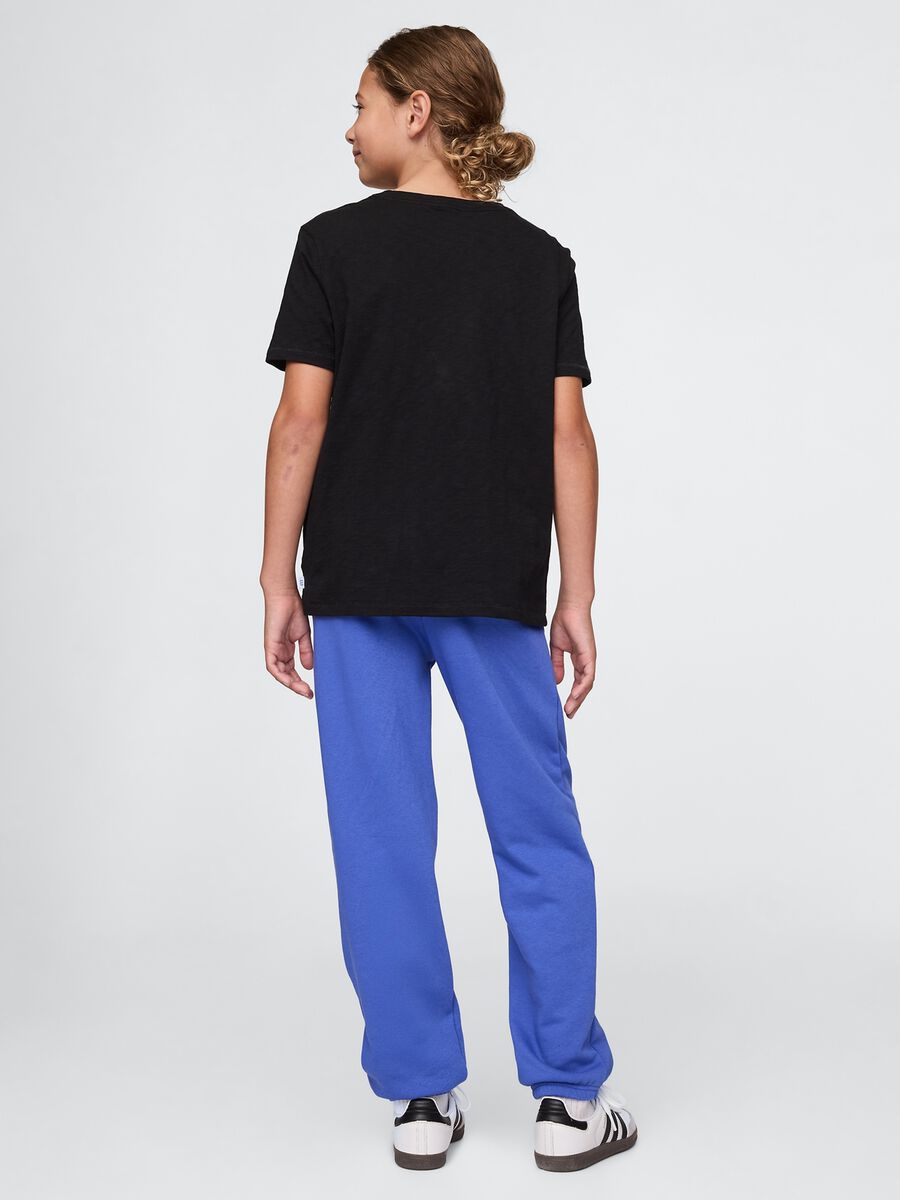 Blue Cotton Blend Jogger Trousers Boy_2