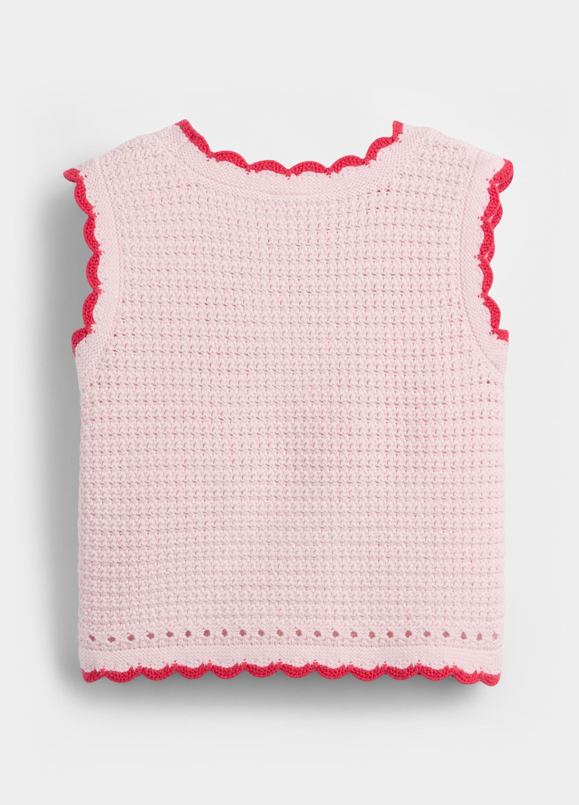 Tank top in puro cotone con lavorazione crochet