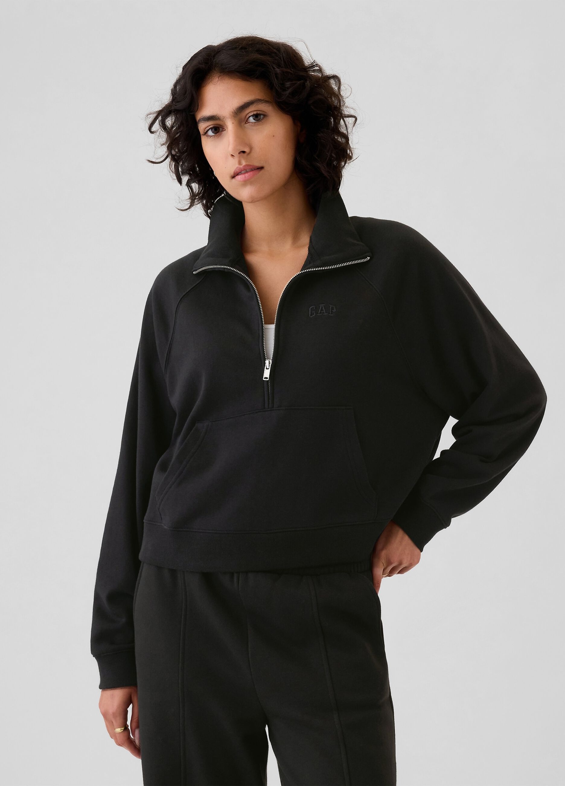 Felpa half-zip con ricamo logo