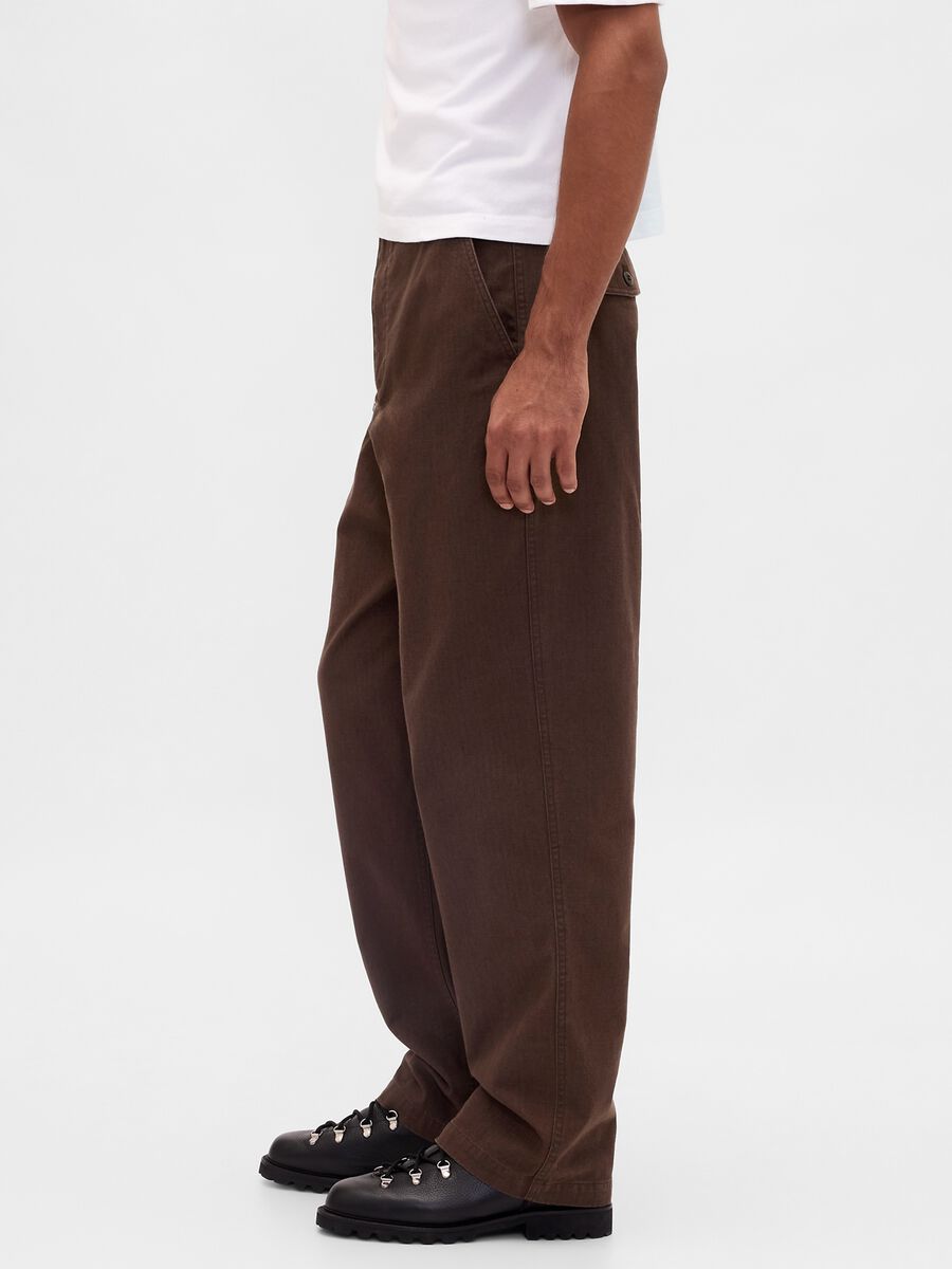 Pantaloni marroni in cotone Uomo_3