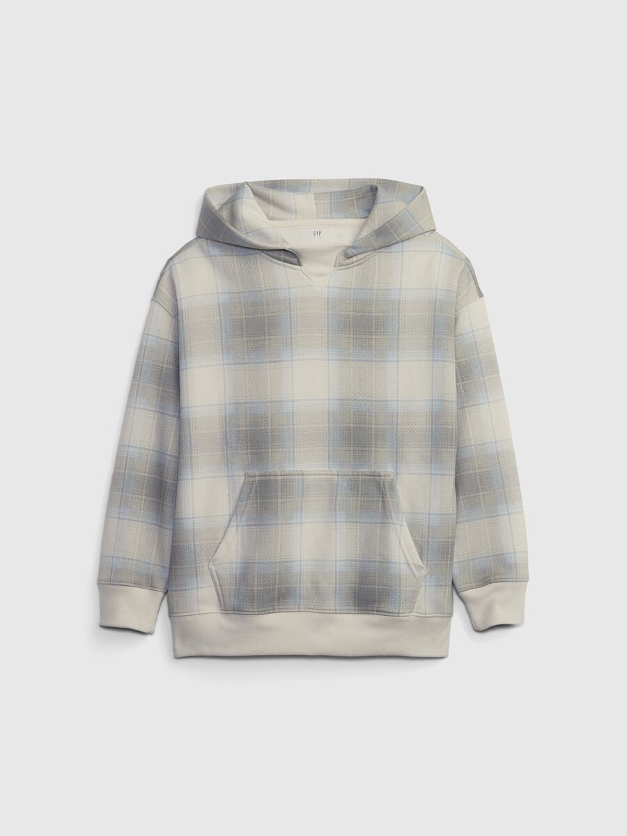 Sweatshirt with hood and plaid pattern Boy_0
