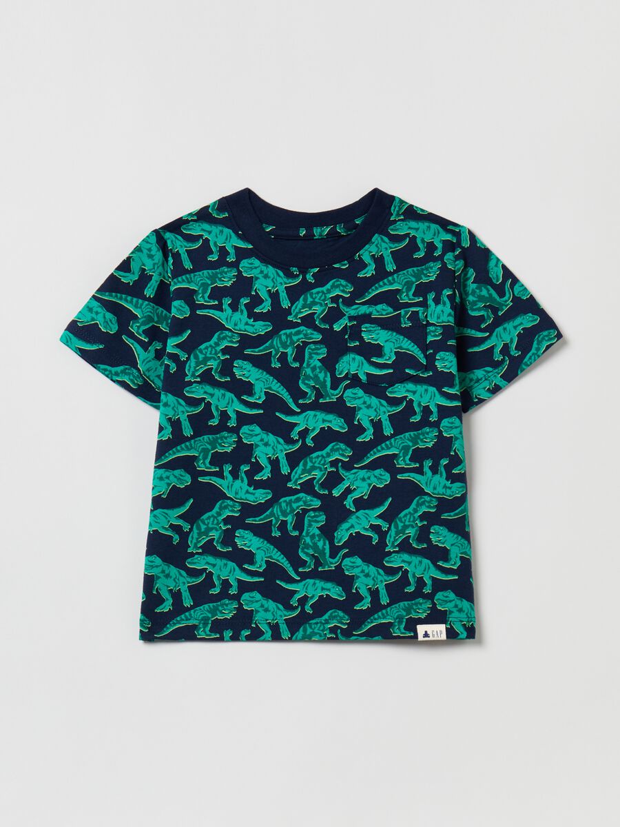 T-shirt in cotone con stampa dinosauri Bimbo_0