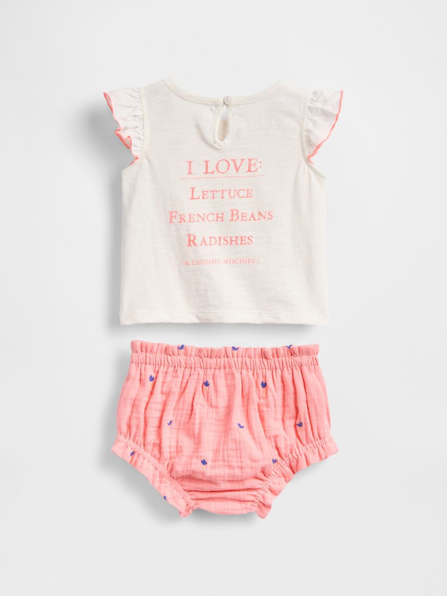 Set estivo bianco e rosa con stampa coniglio Newborn Boy_1