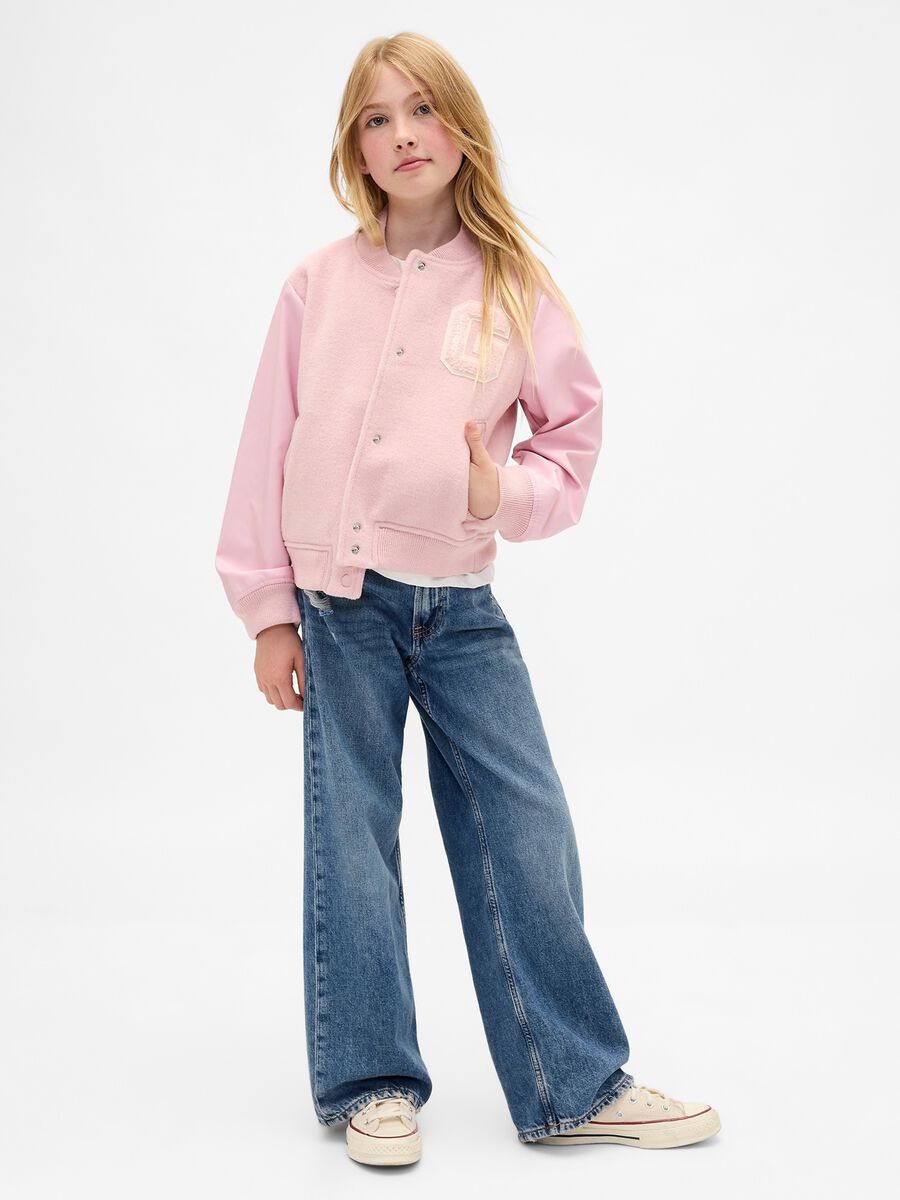 Pink bomber jacket in wool blend and synthetic fibres Girl_0