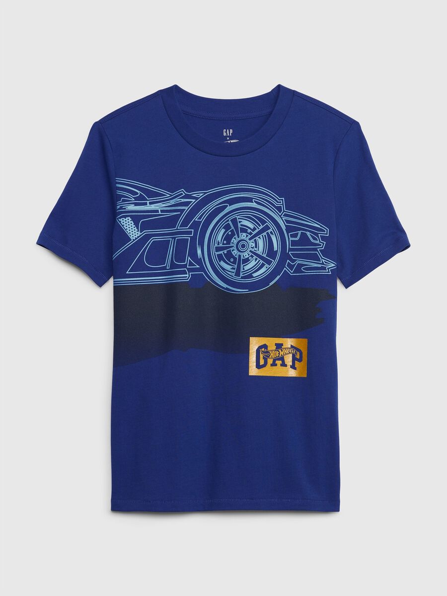 Cotton T-shirt with logo and Hot Wheels print Boy_0