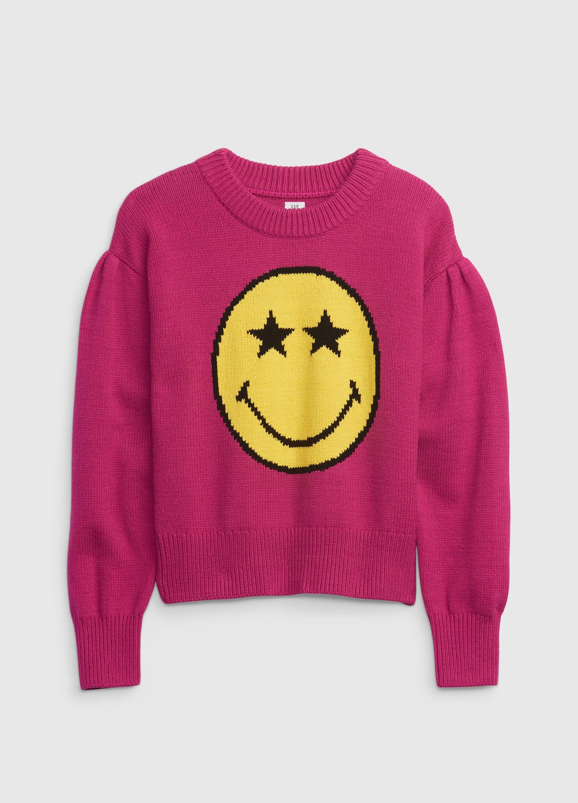 Smiley® pullover with puff sleeves