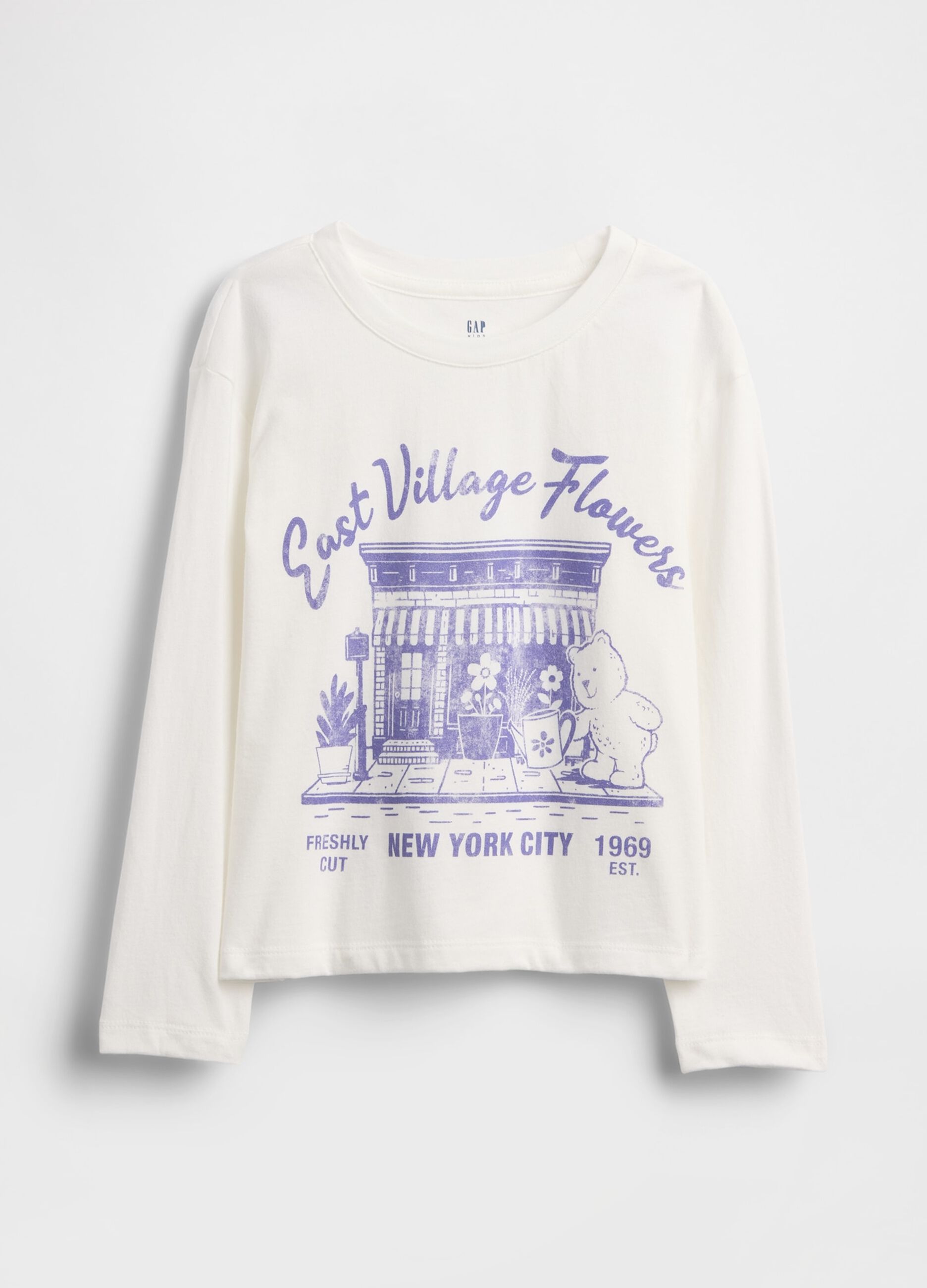 T-shirt bianca a maniche lunghe con stampe