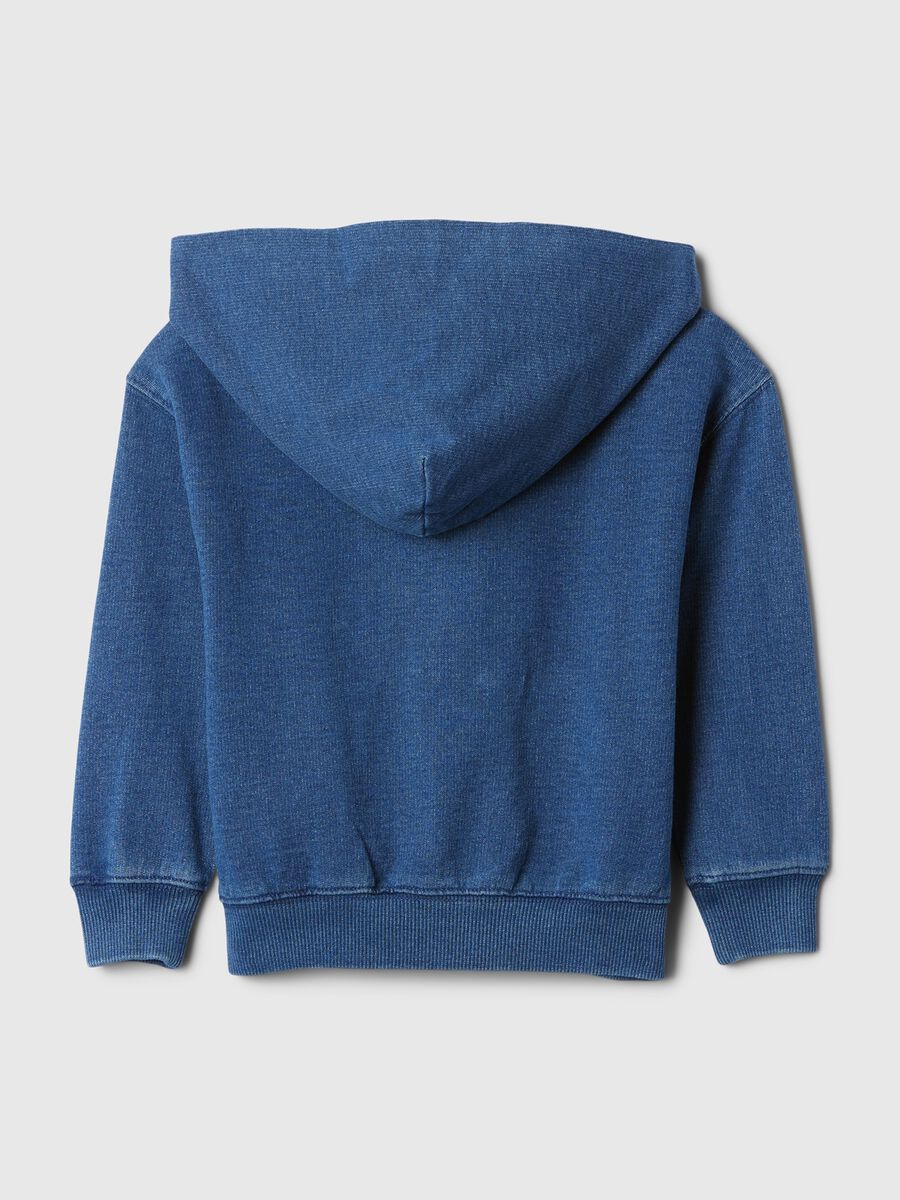 Felpa blu con cappuccio e zip integrale Bambino_1