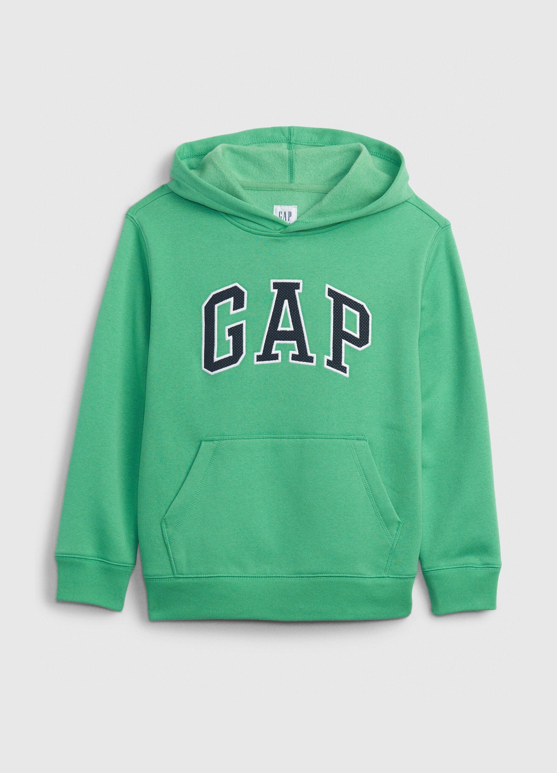 Felpa con cappuccio ricamo logo in mesh
