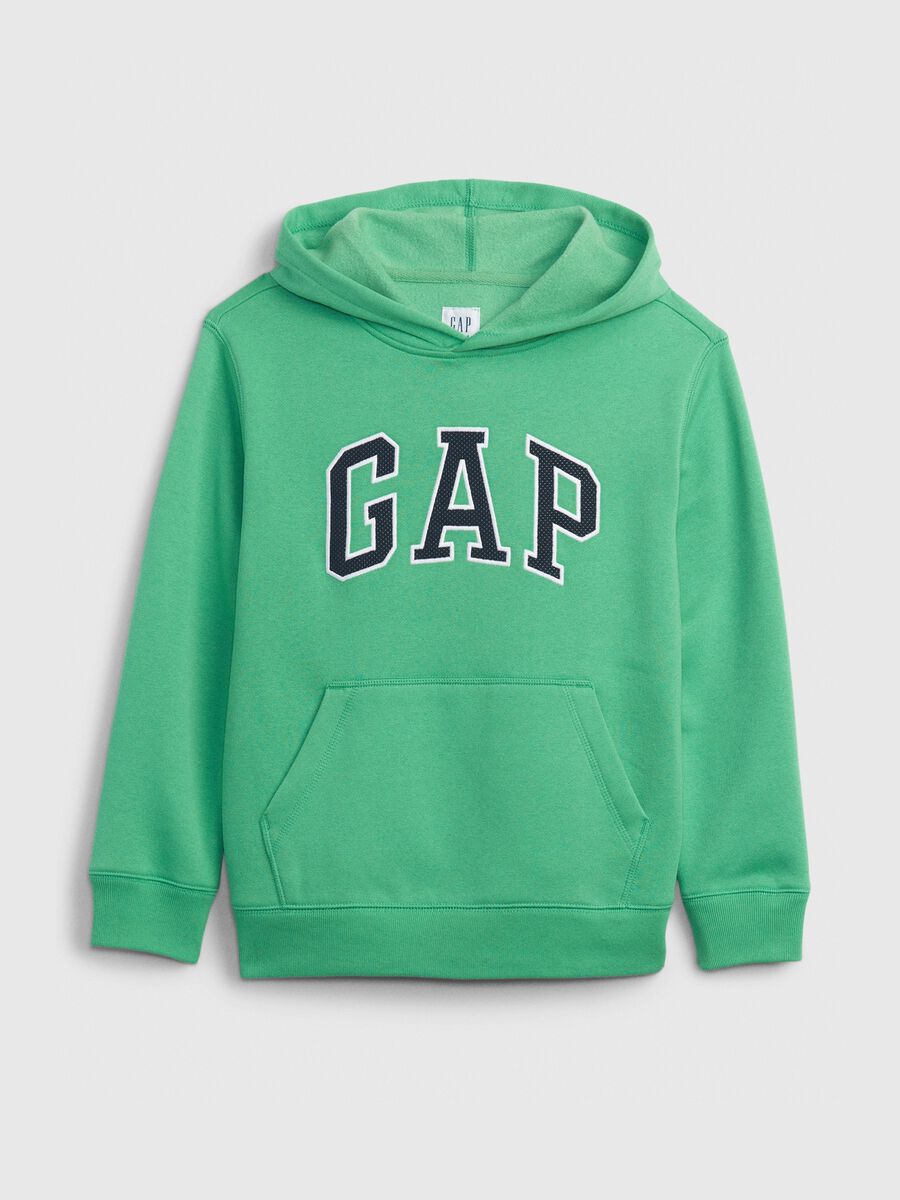Felpa con cappuccio ricamo logo in mesh Bambino_0