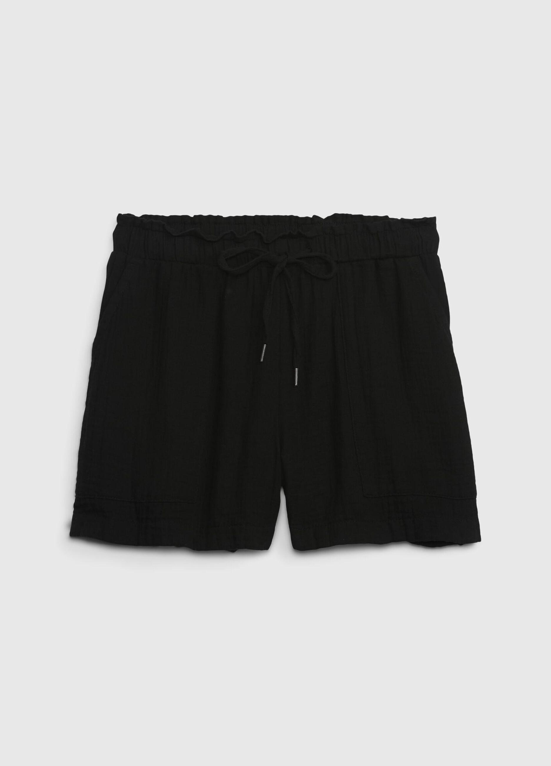 Shorts in garza di cotone effetto crinkle_5
