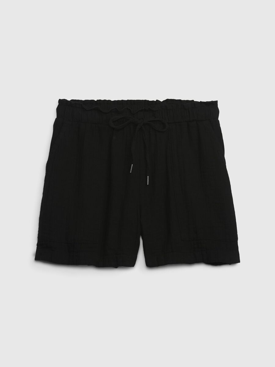 Shorts in garza di cotone effetto crinkle Donna_5
