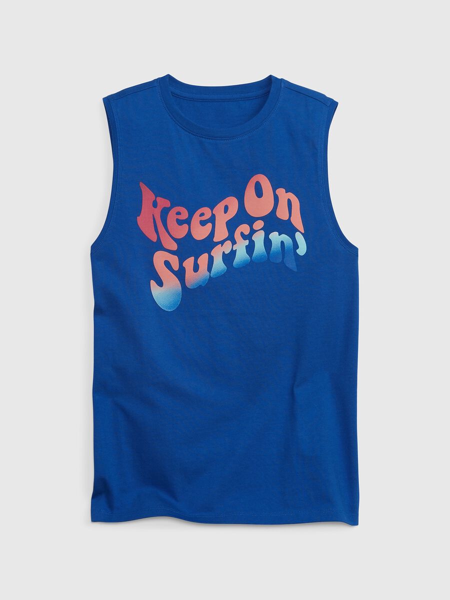 Cotton tank top with lettering print Boy_1