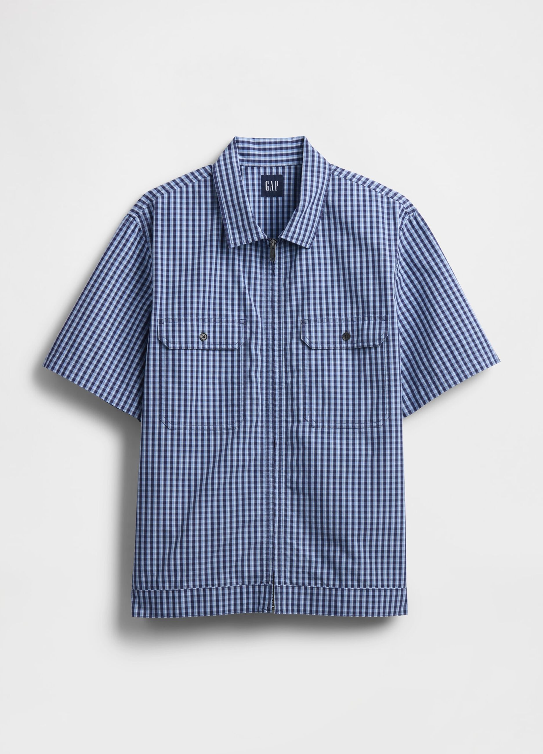Camicia checked blu a mezze maniche