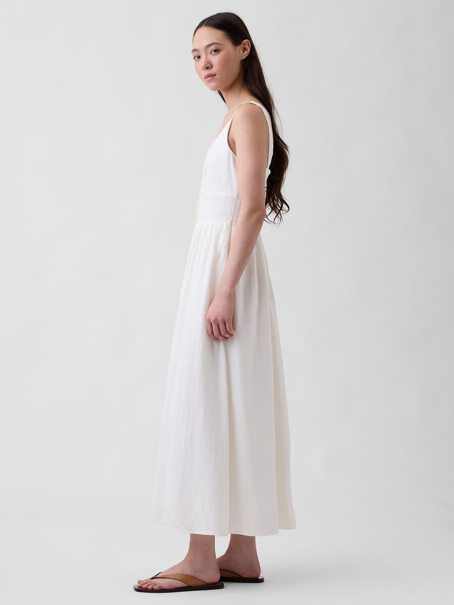 Abito midi in misto lino Donna_2