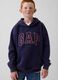 Felpa in misto cotone blu da bambino regular fit con cappuccio e logo_0