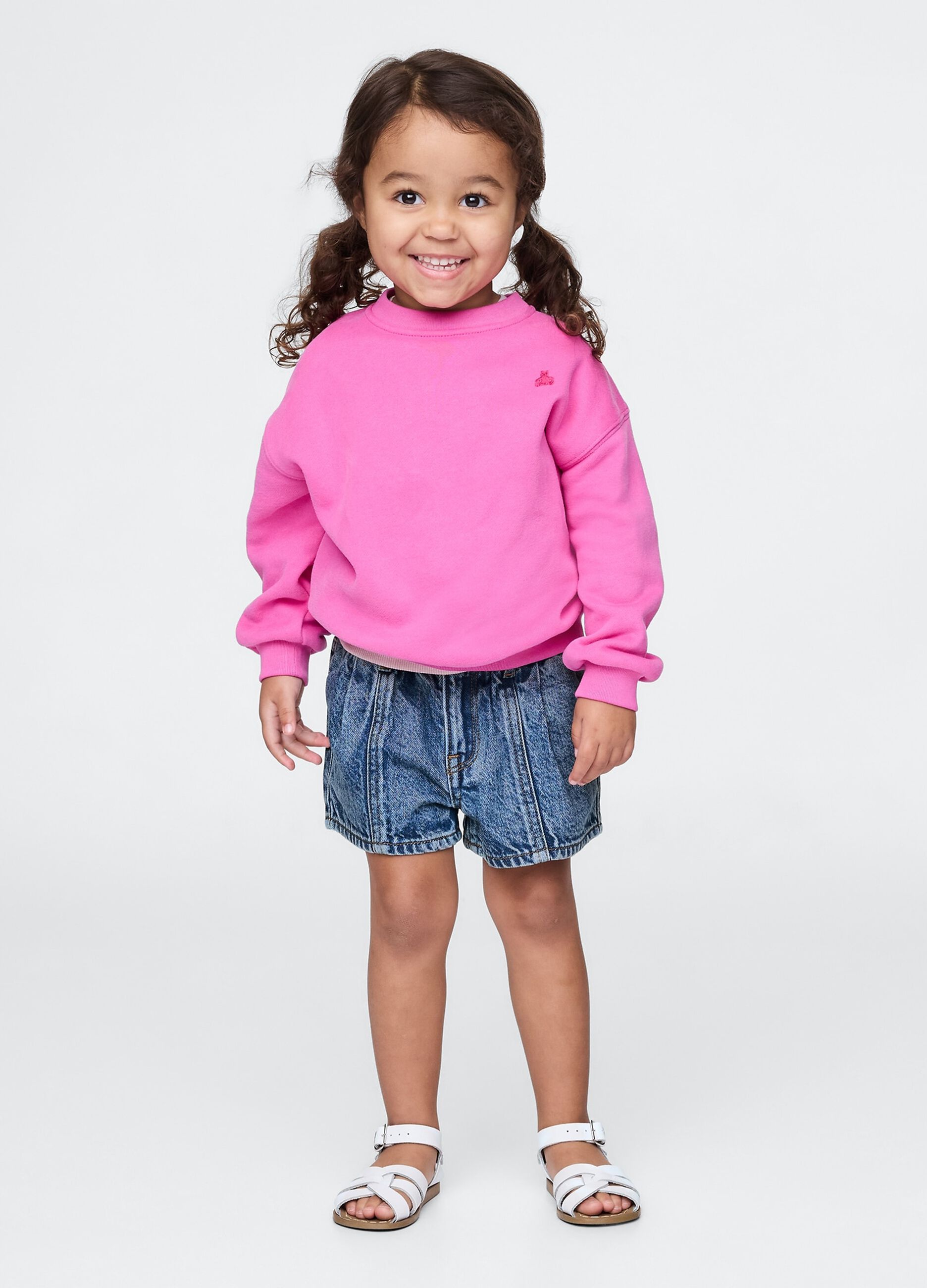 Shorts in denim con dettagli a pieghe per bambina