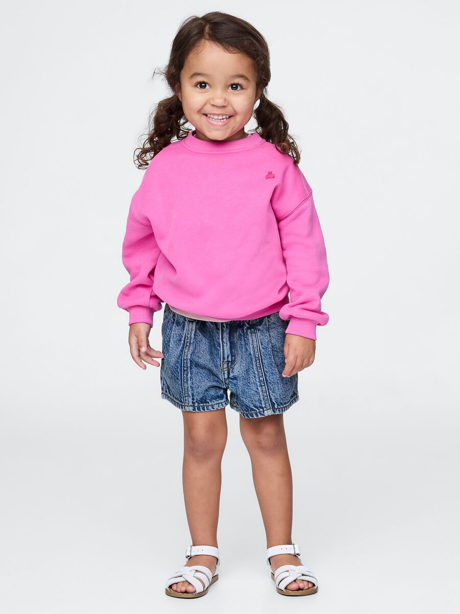 Shorts in denim con dettagli a pieghe per bambina Bimba_0