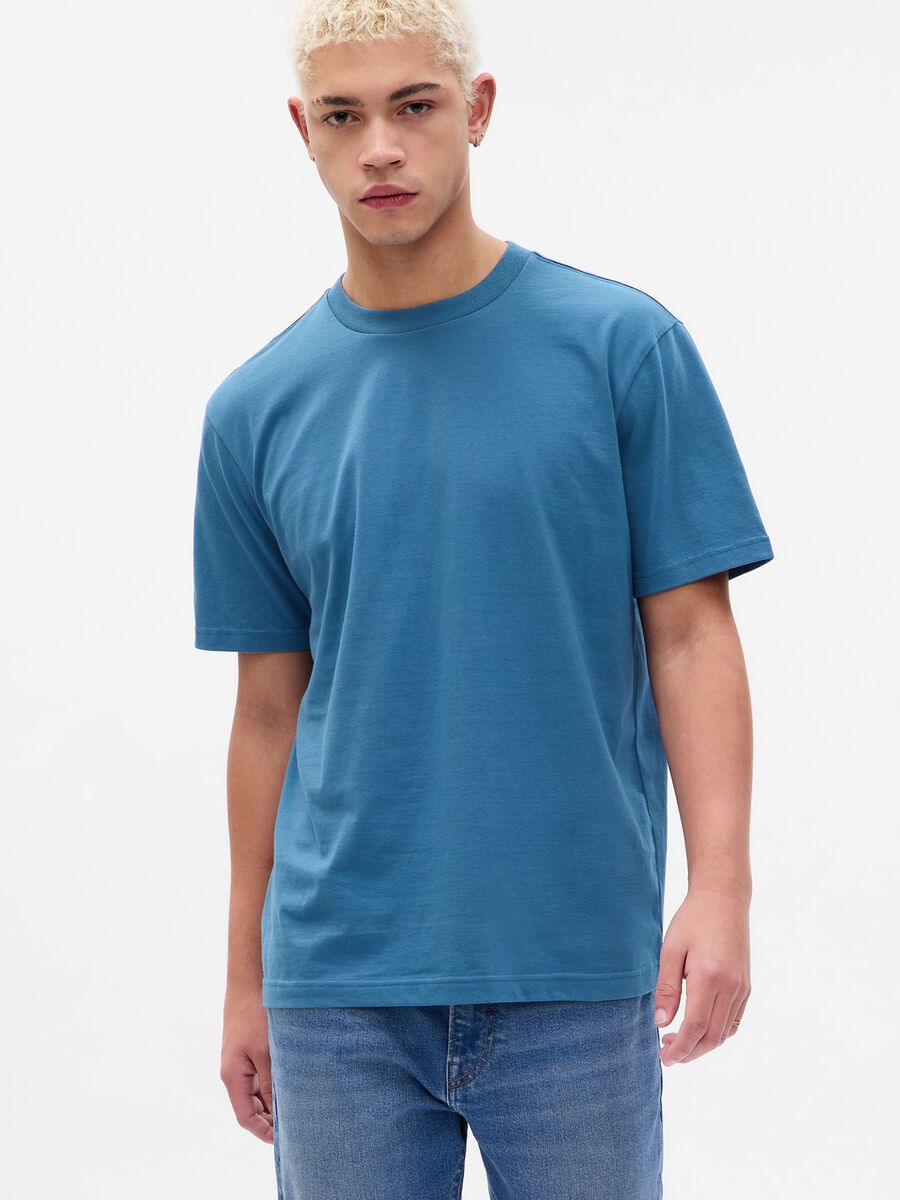 Blue short sleeve cotton T-shirt by Gap Man_0