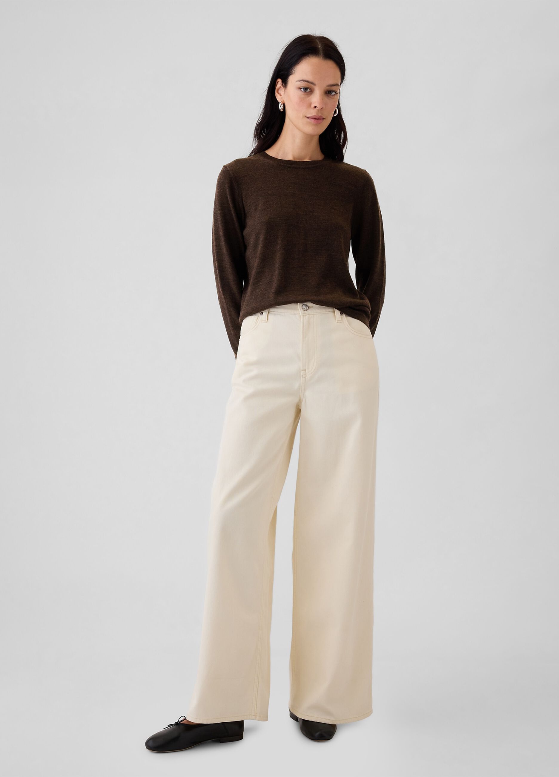 Pullover girocollo in lana merino_1