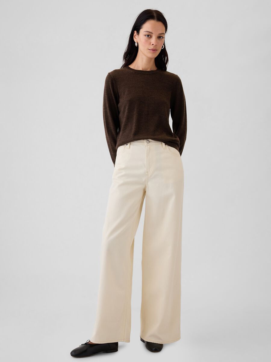 Pullover girocollo in lana merino Donna_1