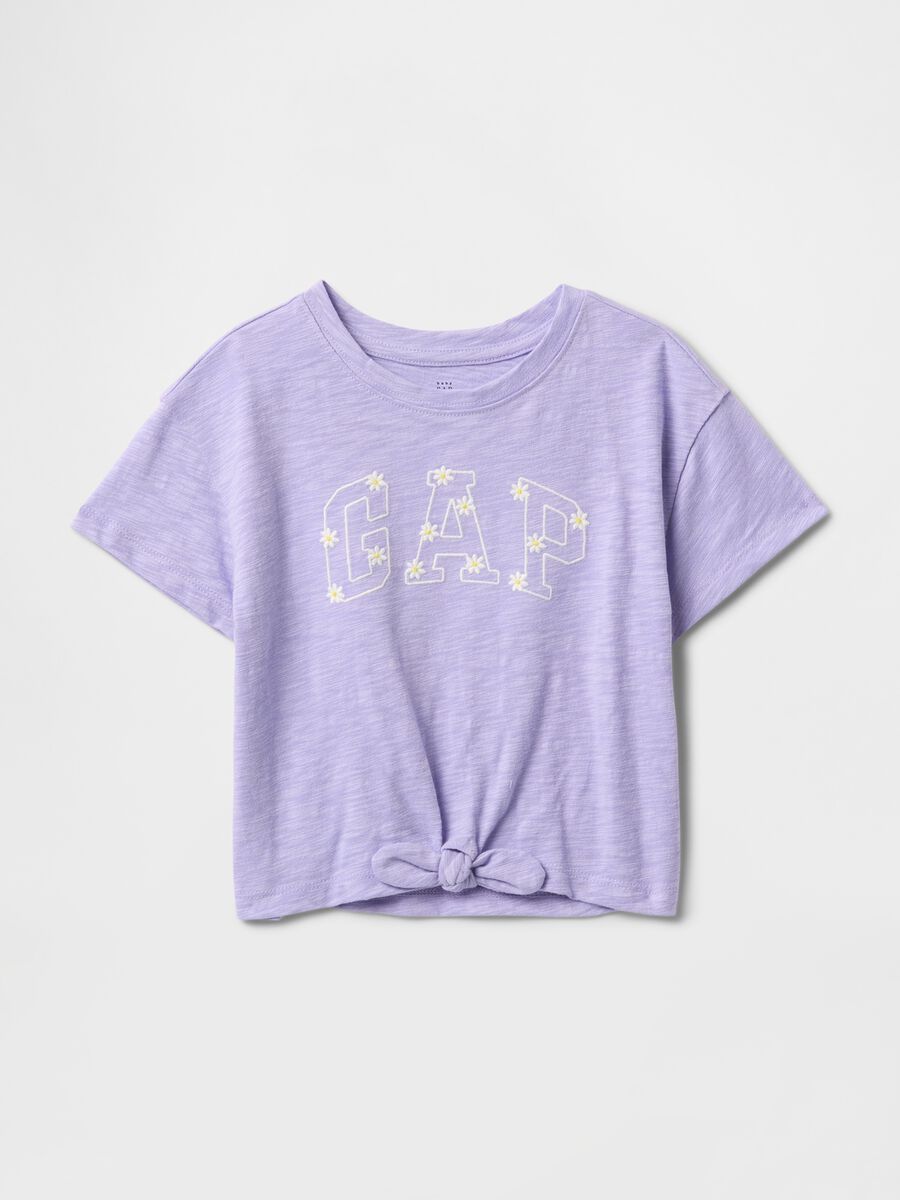 Lilac short sleeve T-shirt with GAP logo for girls Baby Girl_0