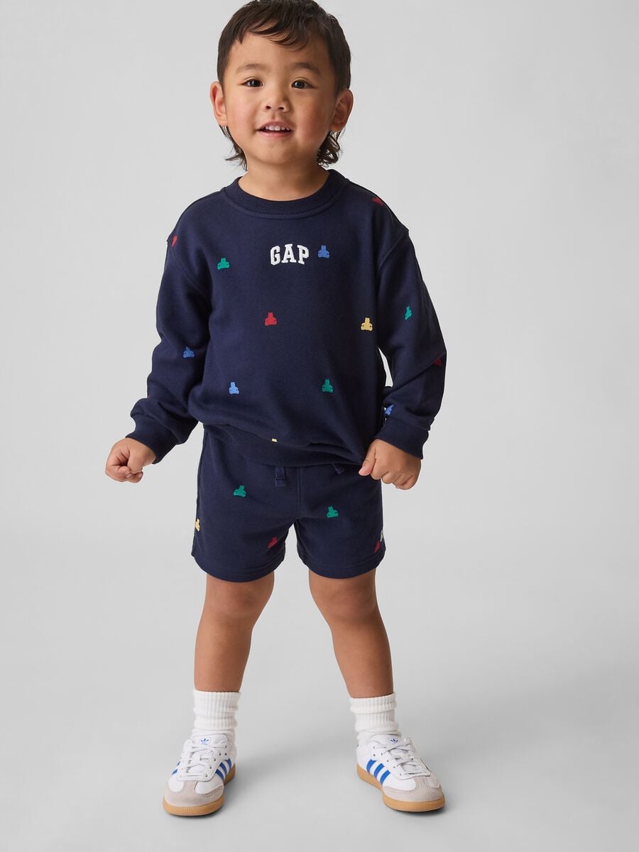 Set felpa e shorts in misto cotone con logo GAP Bimbo_0