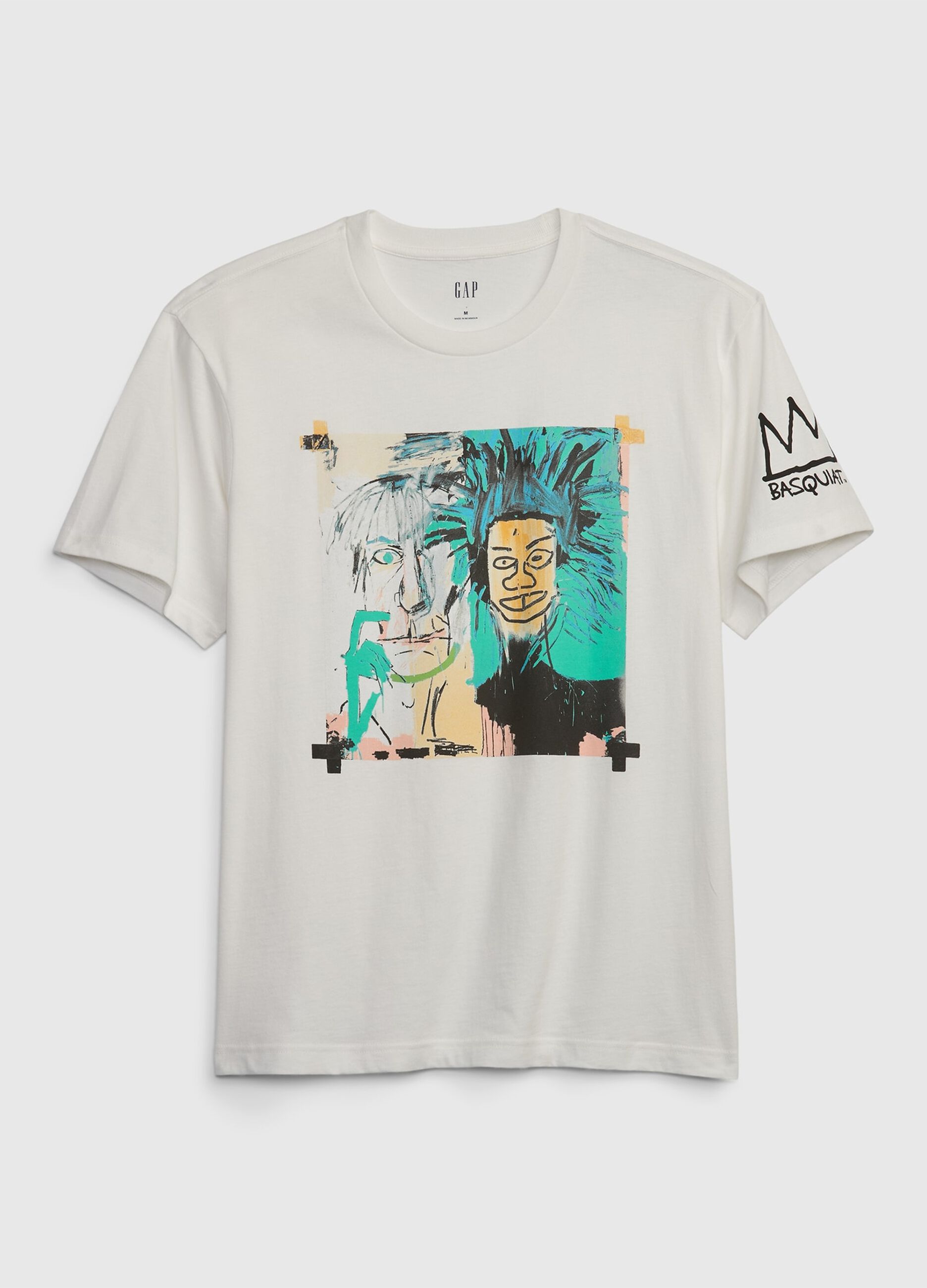 T-shirt girocollo con stampa Basquiat